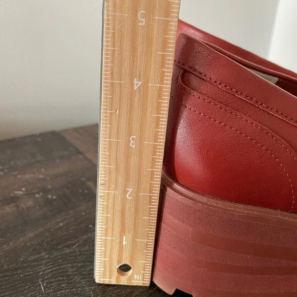 Marc Fisher 9.5 Latika lug sole penny loafer chunky platform burnt red/orange - Picture 8 of 16